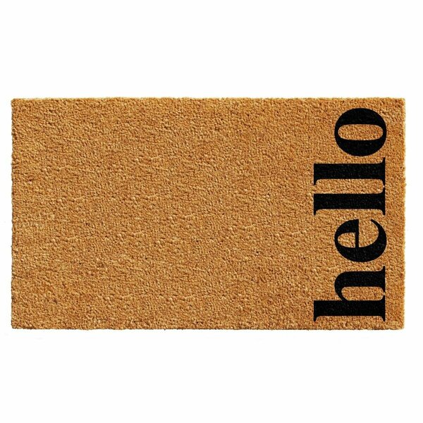 Configuracion 17 x 29 in. Vertical Hello Rectangular Doormat Natural & Black CO3361351